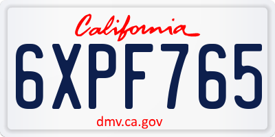 CA license plate 6XPF765