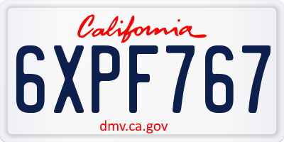 CA license plate 6XPF767