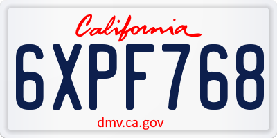 CA license plate 6XPF768
