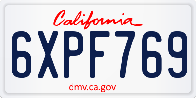 CA license plate 6XPF769