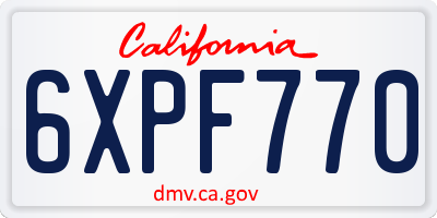 CA license plate 6XPF770