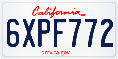 CA license plate 6XPF772
