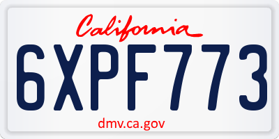 CA license plate 6XPF773