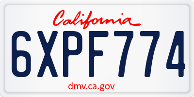 CA license plate 6XPF774