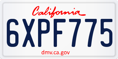 CA license plate 6XPF775