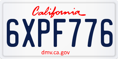 CA license plate 6XPF776