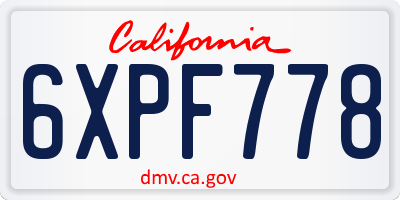 CA license plate 6XPF778