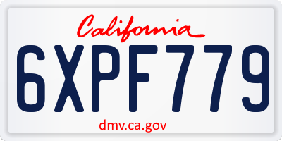 CA license plate 6XPF779