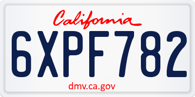 CA license plate 6XPF782