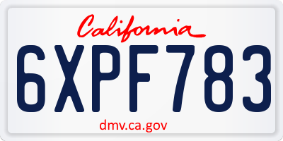CA license plate 6XPF783
