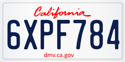 CA license plate 6XPF784