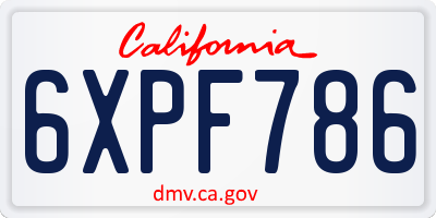 CA license plate 6XPF786