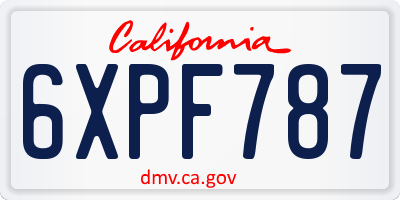 CA license plate 6XPF787