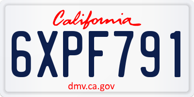 CA license plate 6XPF791