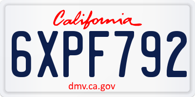 CA license plate 6XPF792
