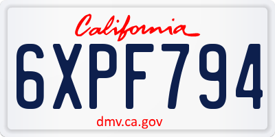 CA license plate 6XPF794