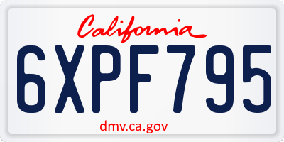 CA license plate 6XPF795