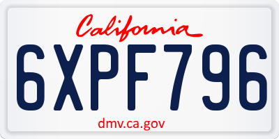 CA license plate 6XPF796