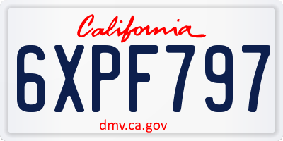 CA license plate 6XPF797