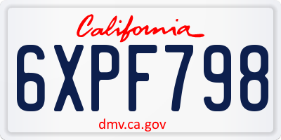 CA license plate 6XPF798