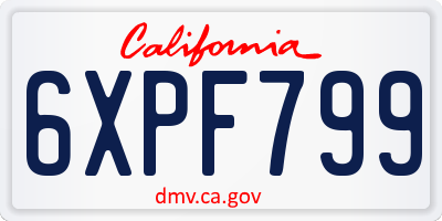 CA license plate 6XPF799