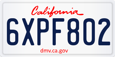 CA license plate 6XPF802
