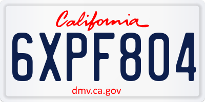 CA license plate 6XPF804