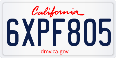 CA license plate 6XPF805