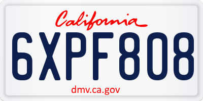 CA license plate 6XPF808