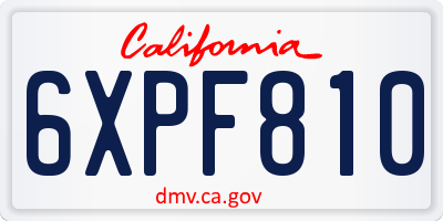 CA license plate 6XPF810