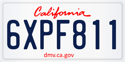 CA license plate 6XPF811