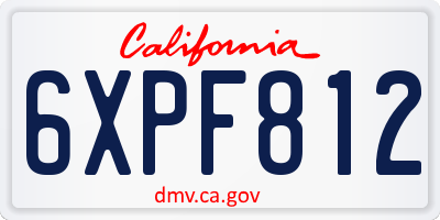 CA license plate 6XPF812