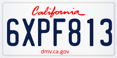 CA license plate 6XPF813