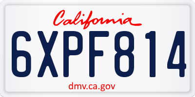 CA license plate 6XPF814