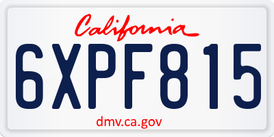 CA license plate 6XPF815