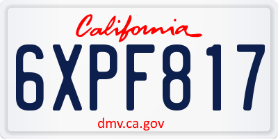 CA license plate 6XPF817