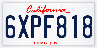 CA license plate 6XPF818