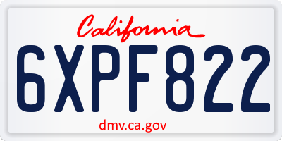 CA license plate 6XPF822