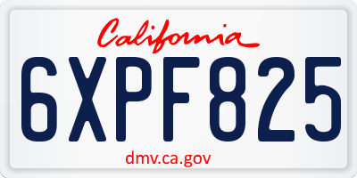 CA license plate 6XPF825