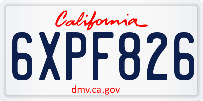 CA license plate 6XPF826