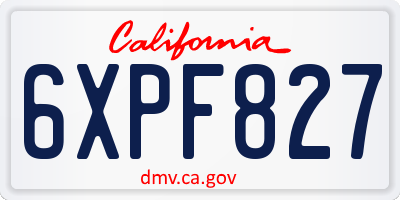 CA license plate 6XPF827