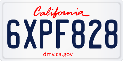 CA license plate 6XPF828