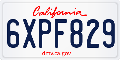 CA license plate 6XPF829