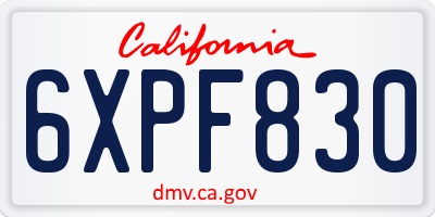 CA license plate 6XPF830