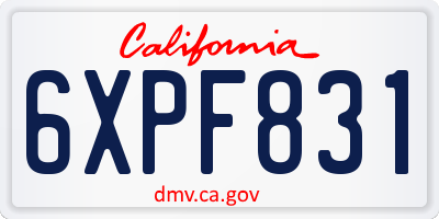 CA license plate 6XPF831