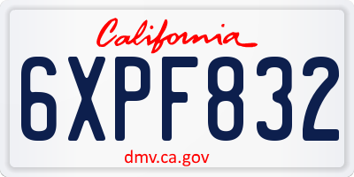 CA license plate 6XPF832