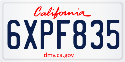 CA license plate 6XPF835