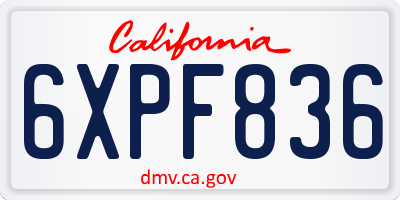 CA license plate 6XPF836