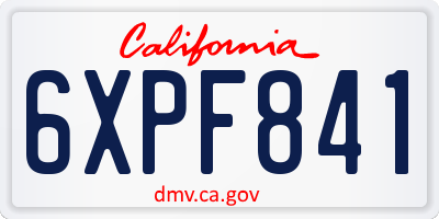 CA license plate 6XPF841