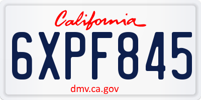 CA license plate 6XPF845